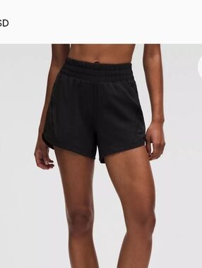 Lululemon Track That High Rise Shorts 5” Black Size 10 Lined Zip Pocket